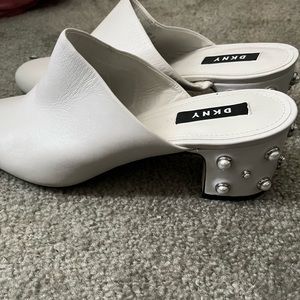 DKNY White Jeweled Slip on Dress shoes